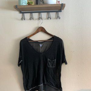 Cropped sheer slub tee